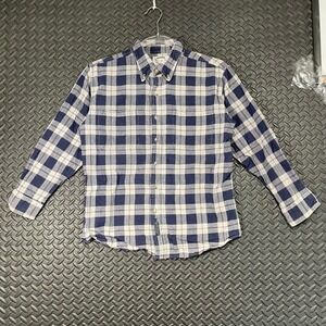 Wes & Willy Button Up Size M Shirt Blue White Plaid Boys Casual Wear Long Sleeve